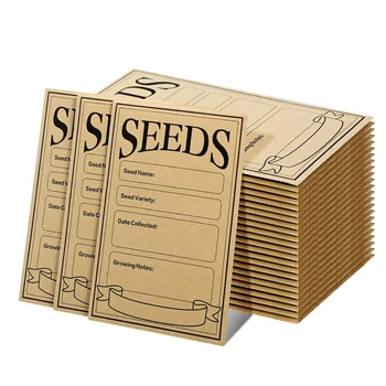 100Pcs пликове за семена 3.1X4.7 инча, пликове за семена Кафява хартия Пакети със семена Пликове за съхранение на зеленчукови трайни