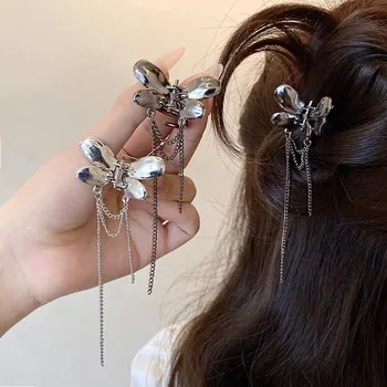 1pc пеперуда метални нокти за коса за жени обратно главата щипка за коса хладен деликатен нокът за коса прост пънк метал фиба шапки