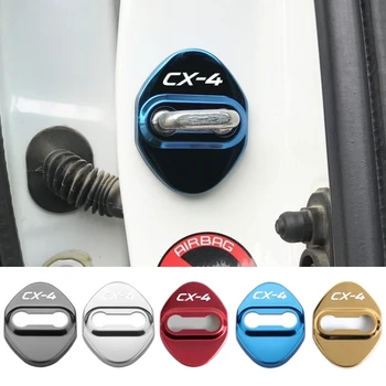 4pcs/set Капаци за заключване на вратите на автомобила Защитен калъф значка Стикери против надраскване за Mazda CX-4 CX4 лого Автоматична интериорна декорация