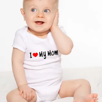 I Love My Mom Baby Bodsuit Newborn Boy Girl Clothing Cotton Short Sleeves Jumpsuit O-Neck Infant Baby Summer Clothes 0-24M