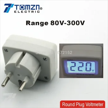 LCD AC цифров измервател на напрежението волтметър 80-300V превключвател EURO 2 кръгъл щепсел волт мощност монитор AC Panle метър синя подсветка