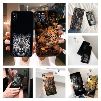 Leopard Flower черен матов калъф за телефон за iphone 15 14 7 8 Plus 13 12 Mini 11 Pro XS Max SE XR X 15Pro мек капак