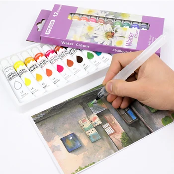 акварелна боя Tubed 12 цвята 6/12ml Акварелен пигмент за практикуване на рисуване Рисуване Художествени консумативи Студентски инструменти за рисуване