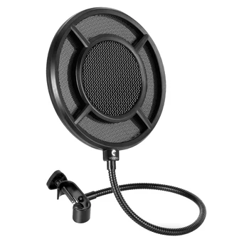  Гъвкави аксесоари за микрофон за намаляване на шума Поддържайте чисти с Gooseneck Двойна мрежа микрофон филтър Регулируемо аудио на живо