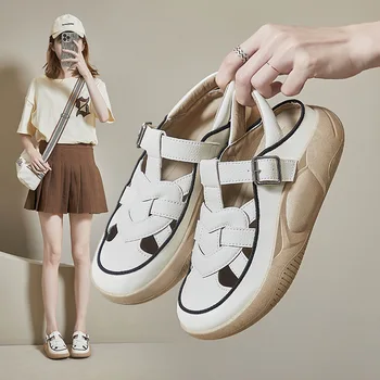 Дамски спортни обувки 2023 Летни дишаща светлина плоски дамски сандали римски затворени пръсти клин платформа дамски ежедневни сандали