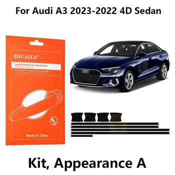 Предпазители на ръба на вратата Дръжка на вратата Чаша Филм за защита на боята TPU PPF За Audi A3 2023-2015 4D седан автомобилни аседери
