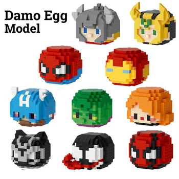 Серия супергерои Damo яйце градивни блокове аниме фигура Spider Man Капитан Америка изображение пъзел събрание играчка тухли дете подаръци
