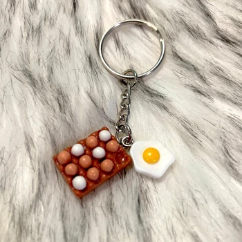 Сладко яйце закуска храна ключодържатели за вашия ключ, чанта и торбичка DIY декорация, забавно рожден ден коледен подарък за жени тийнейджър момичета