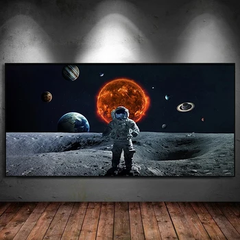 Съвременни технологии Космически астронавт Плакати Планета Земя Марс Стена Арт Картини Платно Живопис Картина Детски Момче Стая Домашен декор