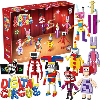 Цифрови циркови играчки Градивни елементи Невероятният дигитален цирк Pomni Jax Raghata Caine тухли комплект играчки за деца Navidad подаръци